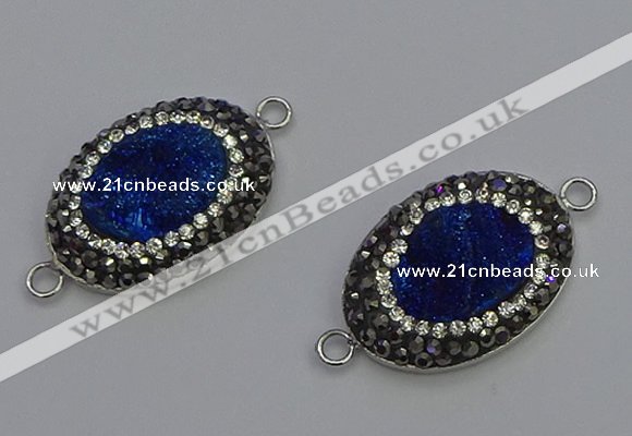 NGC5476 18*25mm oval plated druzy agate gemstone connectors