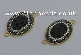 NGC5481 18*25mm oval plated druzy agate gemstone connectors