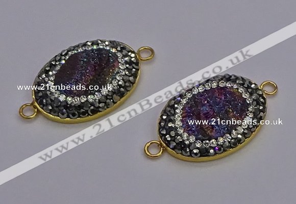 NGC5483 18*25mm oval plated druzy agate gemstone connectors