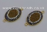 NGC5486 18*25mm oval plated druzy agate gemstone connectors