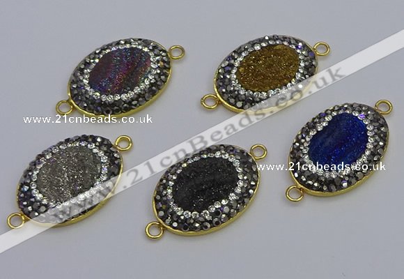 NGC5488 18*25mm oval plated druzy agate gemstone connectors