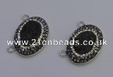 NGC5491 18*25mm oval plated druzy agate gemstone connectors