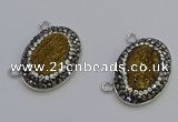 NGC5496 18*25mm oval plated druzy agate gemstone connectors