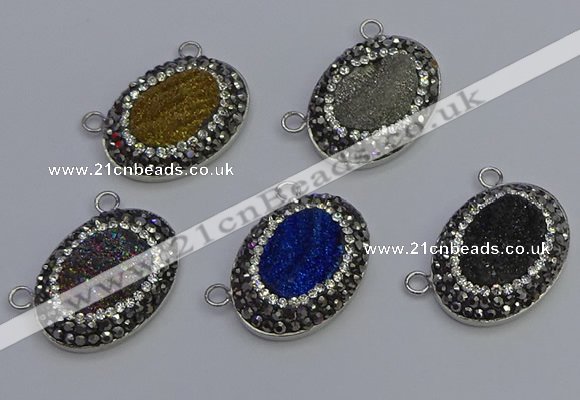 NGC5498 18*25mm oval plated druzy agate gemstone connectors