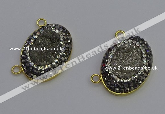 NGC5500 18*25mm oval plated druzy agate gemstone connectors