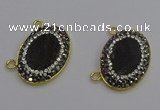 NGC5501 18*25mm oval plated druzy agate gemstone connectors