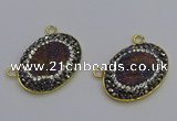 NGC5503 18*25mm oval plated druzy agate gemstone connectors