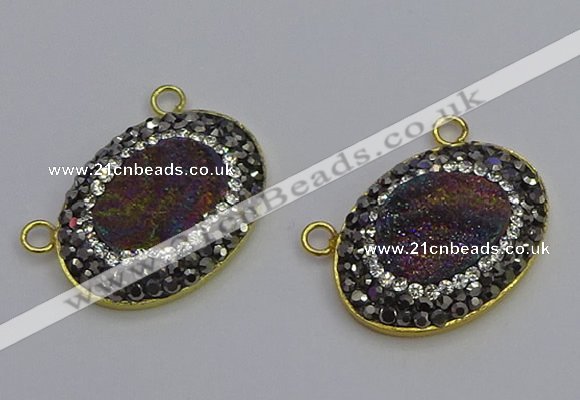 NGC5503 18*25mm oval plated druzy agate gemstone connectors