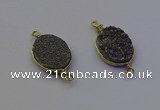 NGC5520 15*20mm freeform plated druzy agate connectors wholesale