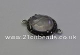 NGC5525 16*20mm oval rose quartz connectors wholesale