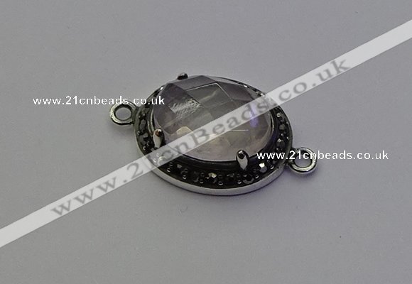 NGC5525 16*20mm oval rose quartz connectors wholesale