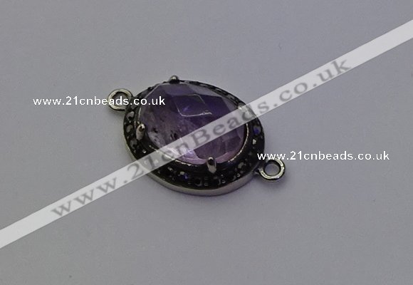 NGC5527 16*20mm oval light amethyst connectors wholesale