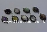 NGC5545 16*20mm oval mixed gemstone connectors wholesale