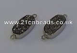 NGC5549 10*22mm - 12*25mm freeform plated druzy quartz connectors