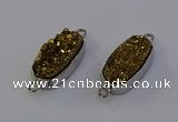 NGC5550 10*22mm - 12*25mm freeform plated druzy quartz connectors