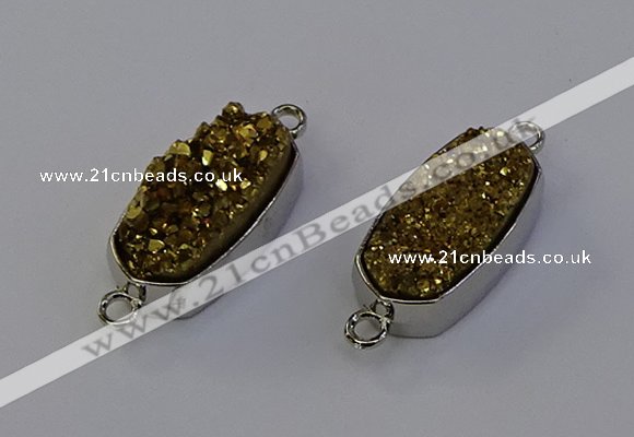 NGC5550 10*22mm - 12*25mm freeform plated druzy quartz connectors