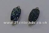 NGC5551 10*22mm - 12*25mm freeform plated druzy quartz connectors