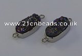 NGC5552 10*22mm - 12*25mm freeform plated druzy quartz connectors