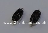 NGC5555 10*22mm - 12*25mm freeform plated druzy quartz connectors