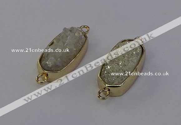 NGC5559 10*22mm - 12*25mm freeform plated druzy quartz connectors