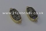 NGC5560 10*22mm - 12*25mm freeform plated druzy quartz connectors