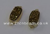 NGC5561 10*22mm - 12*25mm freeform plated druzy quartz connectors