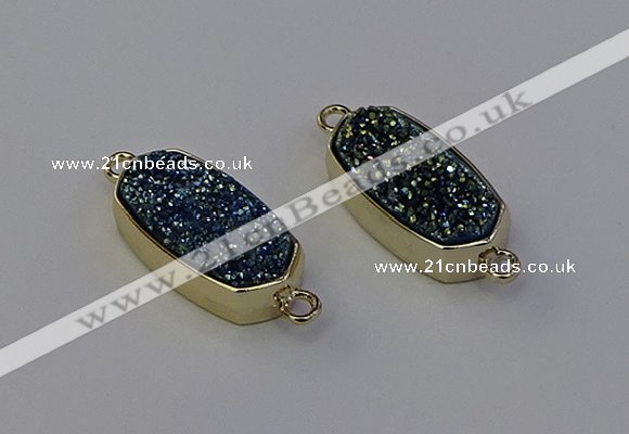 NGC5562 10*22mm - 12*25mm freeform plated druzy quartz connectors