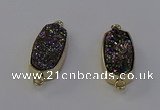 NGC5563 10*22mm - 12*25mm freeform plated druzy quartz connectors