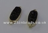 NGC5566 10*22mm - 12*25mm freeform plated druzy quartz connectors