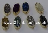 NGC5568 10*22mm - 12*25mm freeform plated druzy quartz connectors