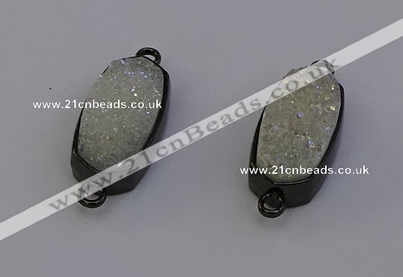 NGC5570 10*22mm - 12*25mm freeform plated druzy quartz connectors