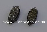 NGC5571 10*22mm - 12*25mm freeform plated druzy quartz connectors