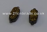 NGC5572 10*22mm - 12*25mm freeform plated druzy quartz connectors