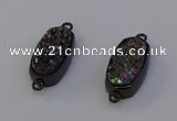 NGC5574 10*22mm - 12*25mm freeform plated druzy quartz connectors