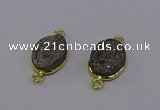 NGC5582 12*16mm oval plated druzy agate connectors wholesale