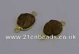 NGC5583 12*16mm oval plated druzy agate connectors wholesale