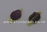 NGC5586 12*16mm oval plated druzy agate connectors wholesale