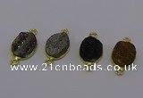 NGC5591 12*16mm oval plated druzy agate connectors wholesale