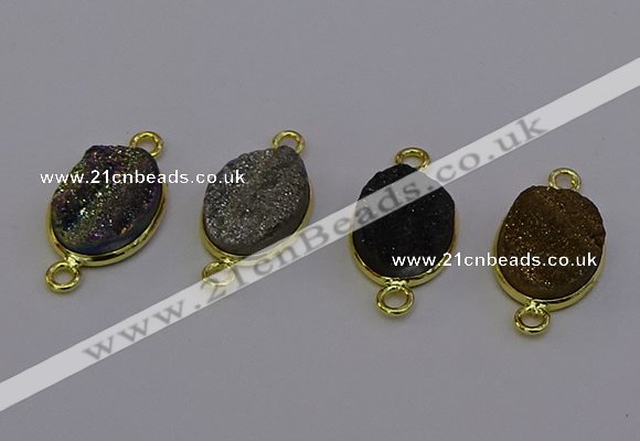 NGC5591 12*16mm oval plated druzy agate connectors wholesale