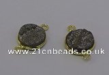 NGC5594 15mm - 16mm coin plated druzy agate connectors wholesale