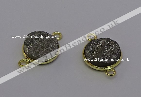 NGC5594 15mm - 16mm coin plated druzy agate connectors wholesale