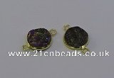 NGC5598 15mm - 16mm coin plated druzy agate connectors wholesale