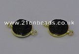 NGC5601 15mm - 16mm coin plated druzy agate connectors wholesale