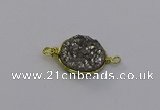 NGC5605 15mm - 16mm coin plated druzy quartz connectors wholesale