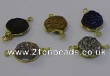 NGC5613 15mm - 16mm coin plated druzy quartz connectors wholesale