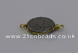 NGC5616 15*20mm oval plated druzy quartz connectors wholesale