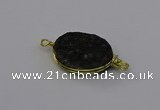 NGC5622 15*20mm oval plated druzy quartz connectors wholesale