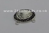 NGC5636 18*25mm faceted oval white howlite turquoise connectors