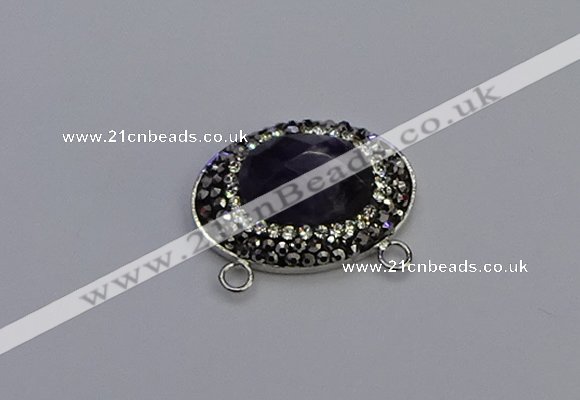 NGC5648 18*25mm faceted oval amethyst gemstone connectors