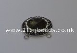 NGC5650 18*25mm faceted oval smoky quartz connectors